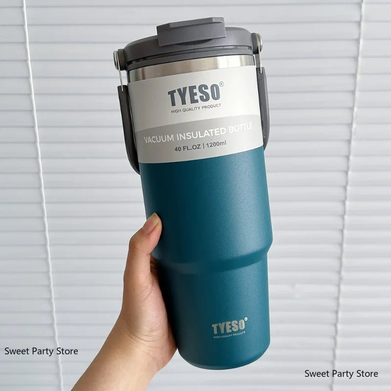 Tyeso1200ML Stainless Steel Thermos Bottle Car Coffee Cup Sports Water Bottles Keeps Cold and Heat Thermal Mug