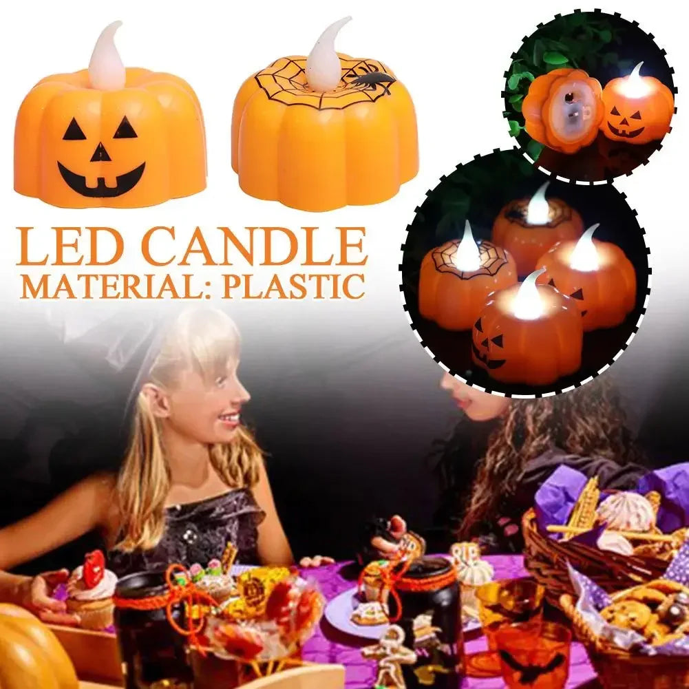 1-20PCS Halloween LED Pumpkin Electronic Candles Lights Halloween Horror Party Night Lights Home Porch Haunted House Decorations