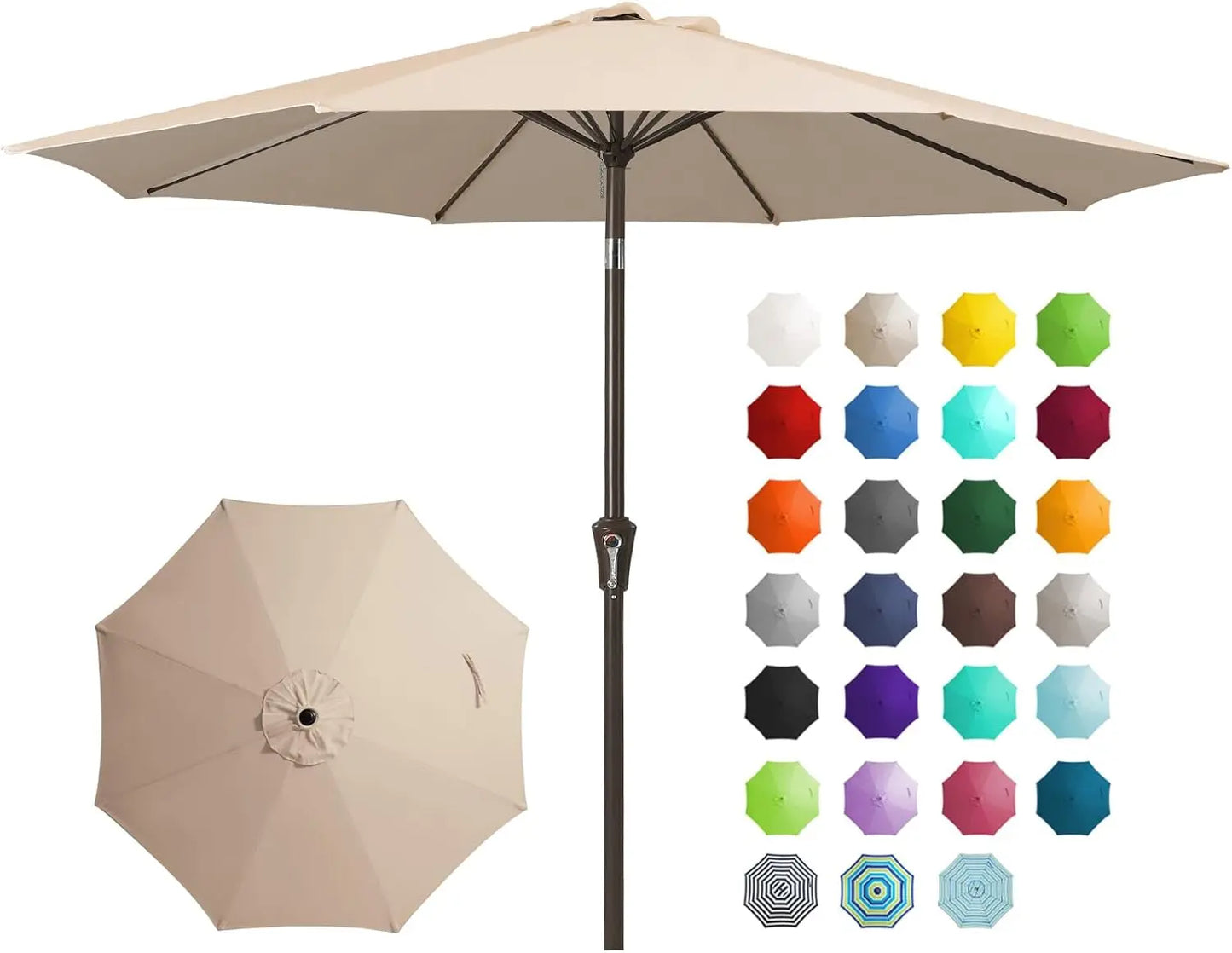 9FT Outdoor Patio Umbrella with Push Button Tilt and Crank, UV Protection | Waterproof for Garden Deck Backyard Pool