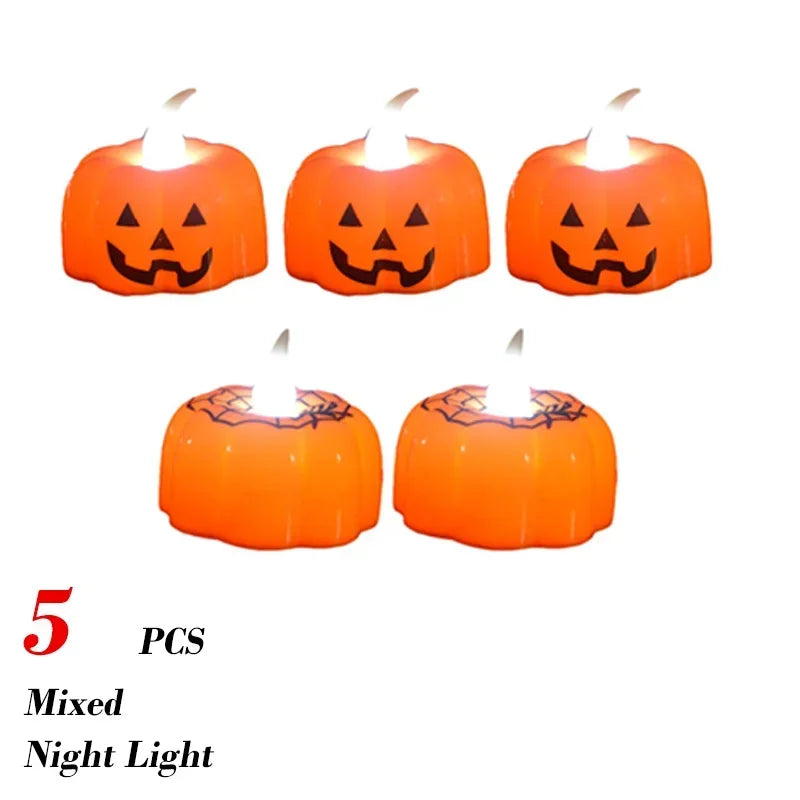 1-20PCS Halloween LED Pumpkin Electronic Candles Lights Halloween Horror Party Night Lights Home Porch Haunted House Decorations