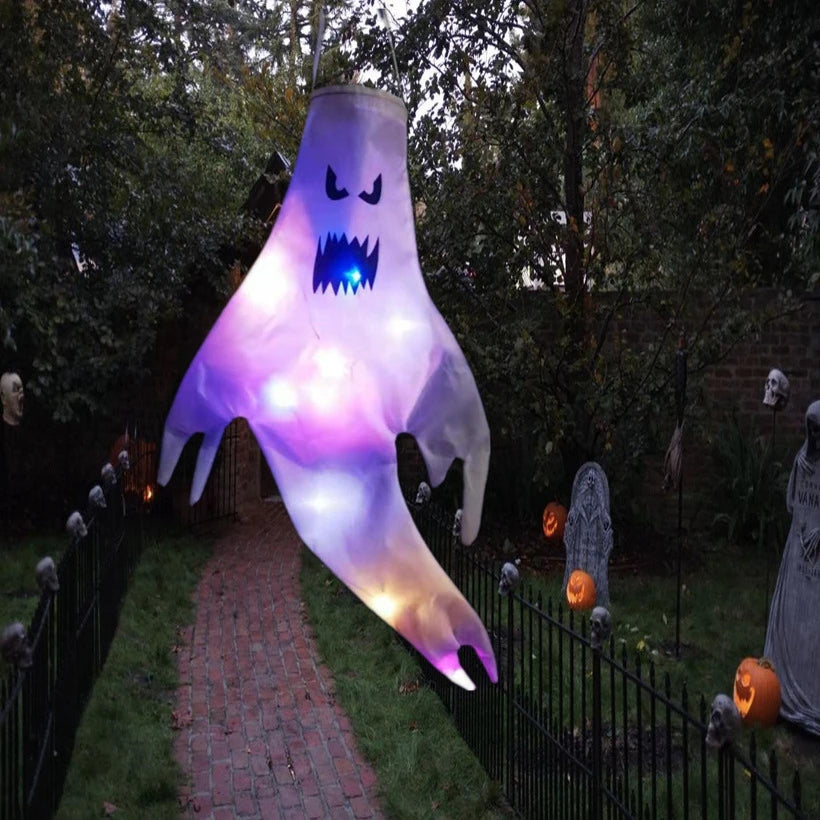 Halloween Hanging Decorations Scary Ghost Windsock DIY Emoticons Glow Ghost Lights Day of The Dead Halloween Horror Props