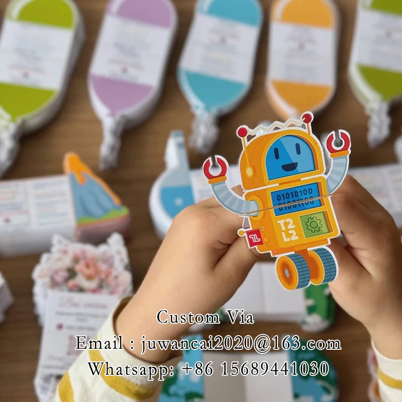 Custom Bamboo Shaped 3D Business Cards Creative Fold-out Cards Printing Folded Mirror Flyers Advertising Strategy Brochures QR