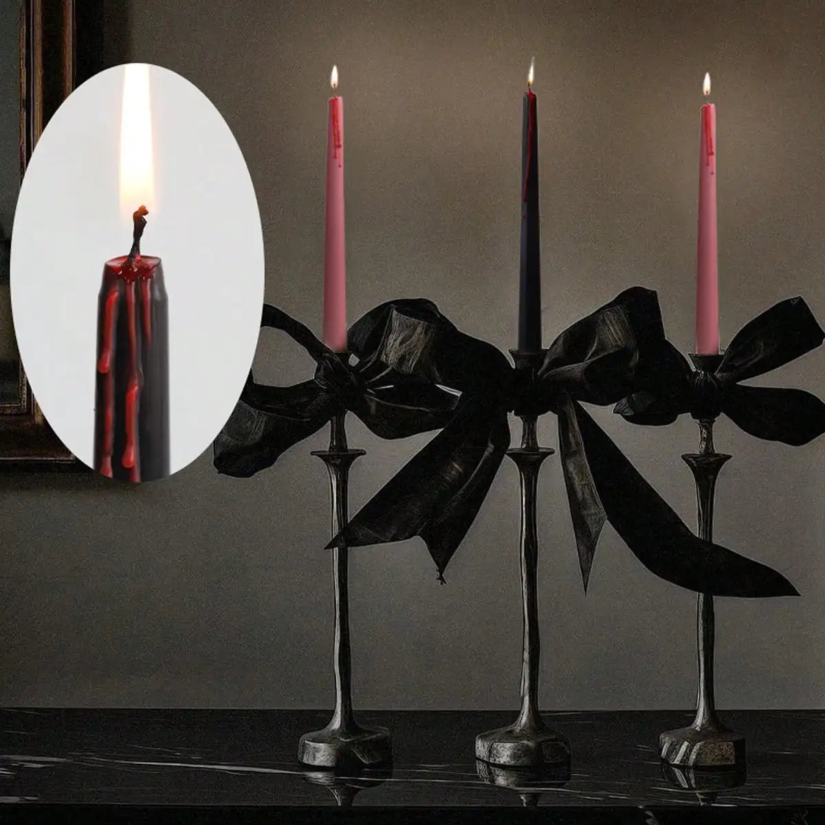 4 Pack Vampire Tears Taper Candles, 9.84inch Horror Blood Drop Candle Set, For Halloween Party Gothic Home Decor Ornaments