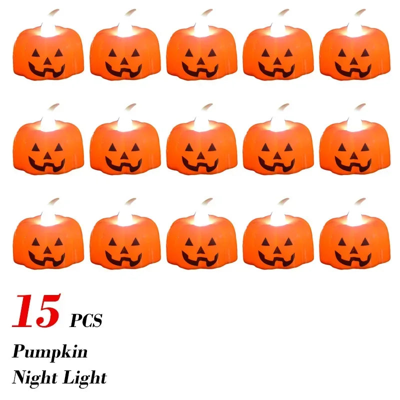 1-20PCS Halloween LED Pumpkin Electronic Candles Lights Halloween Horror Party Night Lights Home Porch Haunted House Decorations