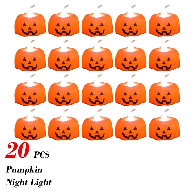 1-20PCS Halloween LED Pumpkin Electronic Candles Lights Halloween Horror Party Night Lights Home Porch Haunted House Decorations