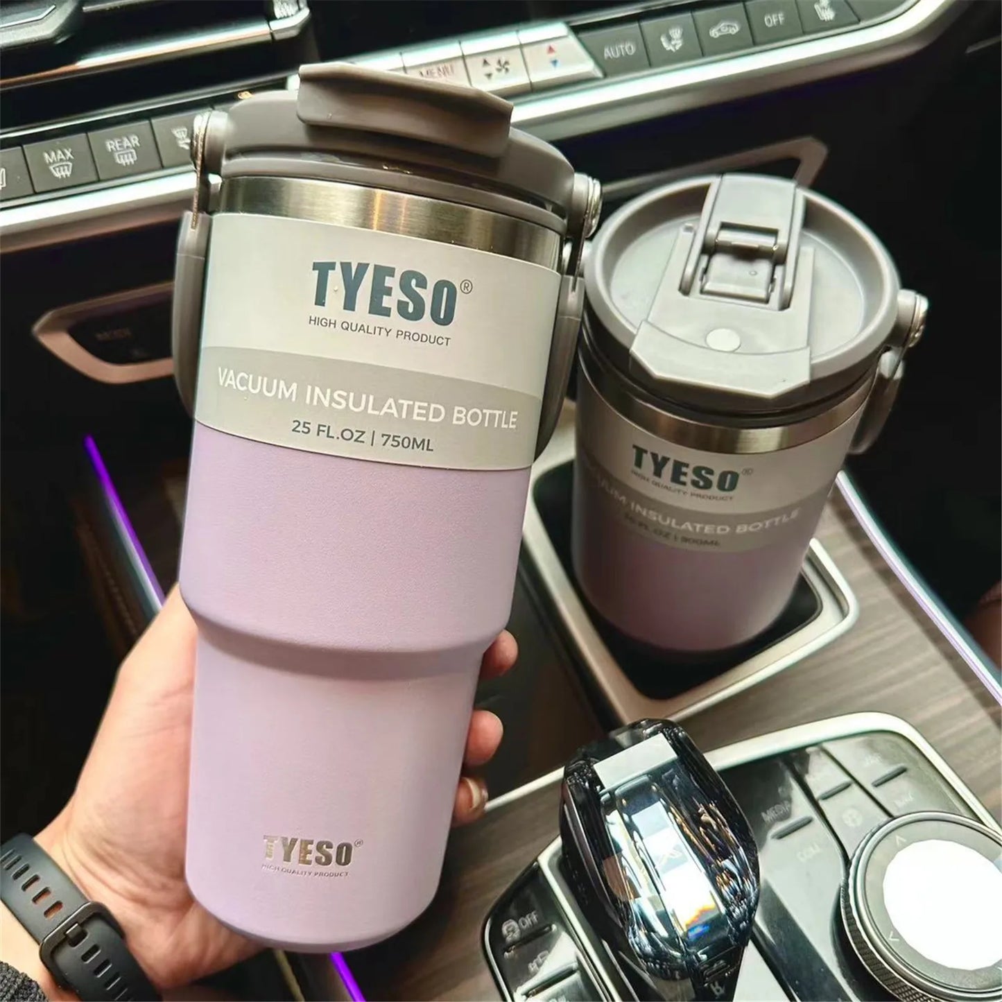 Tyeso1200ML Stainless Steel Thermos Bottle Car Coffee Cup Sports Water Bottles Keeps Cold and Heat Thermal Mug