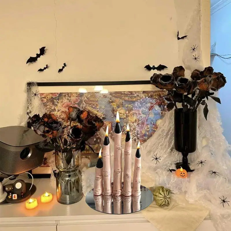 Halloween Finger Candles Horror Witch Finger Candles Gothic Thumb Candle Palm Wax Lamp For Home Holiday Desktop Decoration
