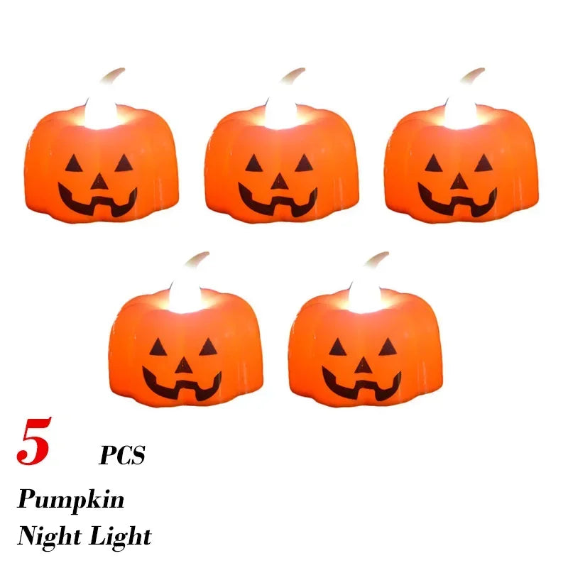 1-20PCS Halloween LED Pumpkin Electronic Candles Lights Halloween Horror Party Night Lights Home Porch Haunted House Decorations