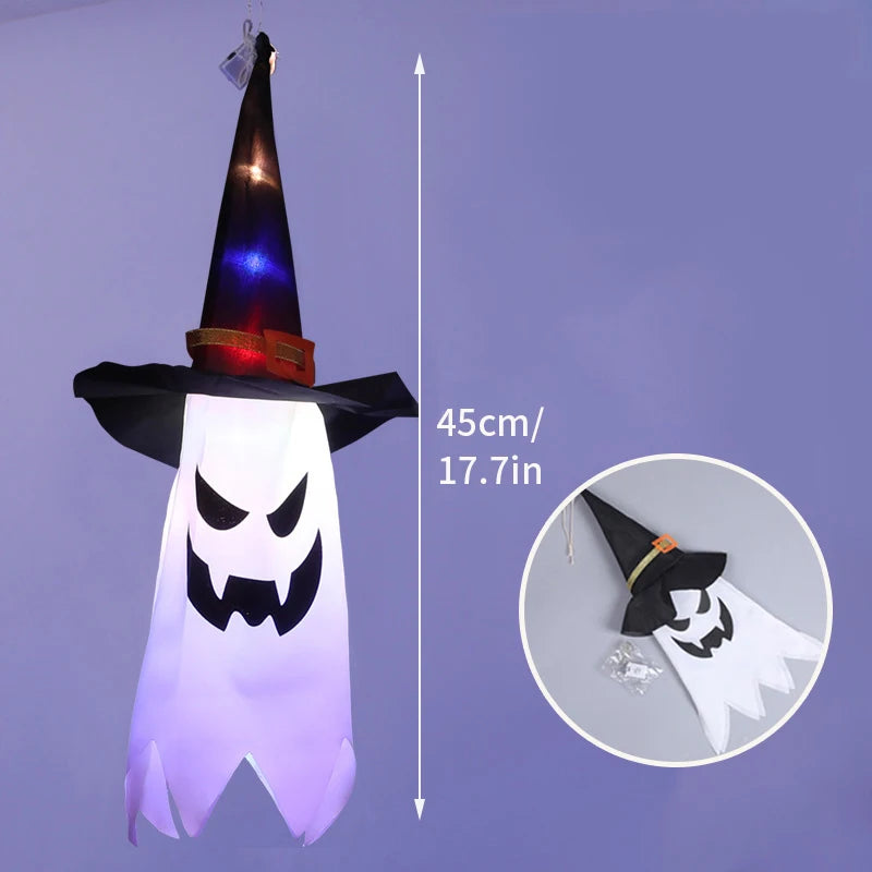 Halloween Hanging Decorations Scary Ghost Windsock DIY Emoticons Glow Ghost Lights Day of The Dead Halloween Horror Props