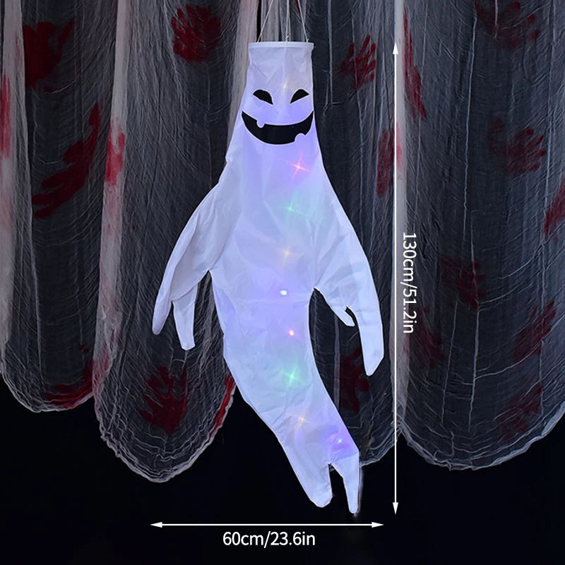 Halloween Hanging Decorations Scary Ghost Windsock DIY Emoticons Glow Ghost Lights Day of The Dead Halloween Horror Props