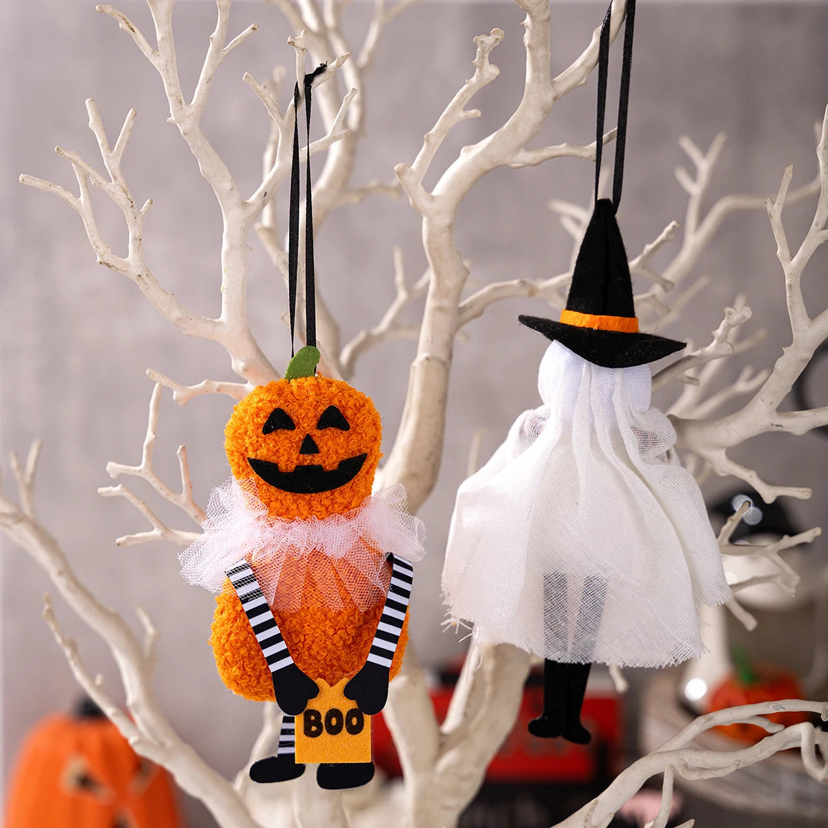 Halloween Hanging Decor - Spooky Black Cat Pumpkin Ghost Skull Ornament for Home Party