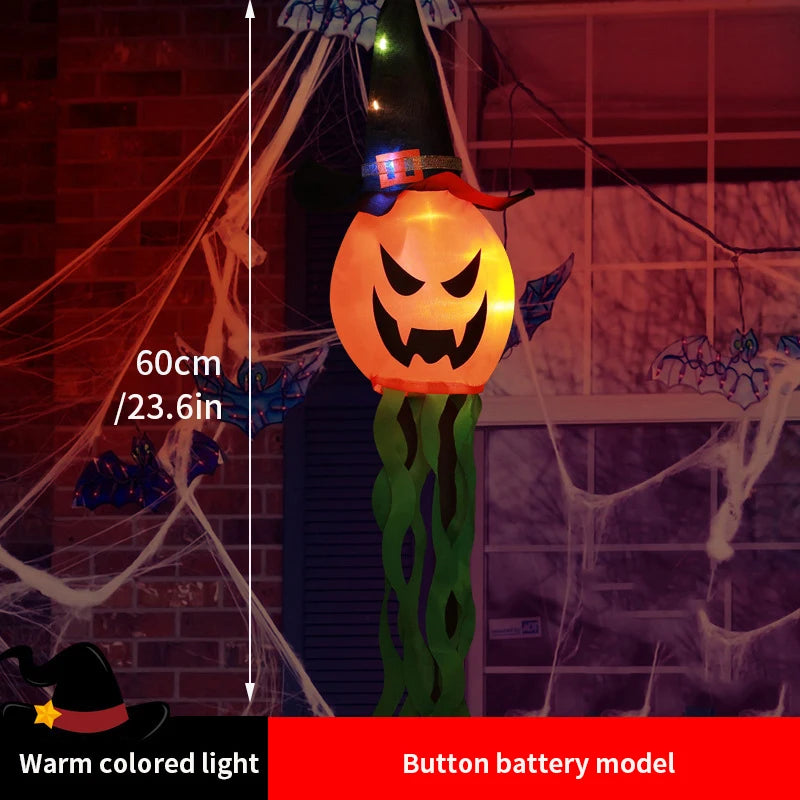 Halloween Hanging Decorations Scary Ghost Windsock DIY Emoticons Glow Ghost Lights Day of The Dead Halloween Horror Props