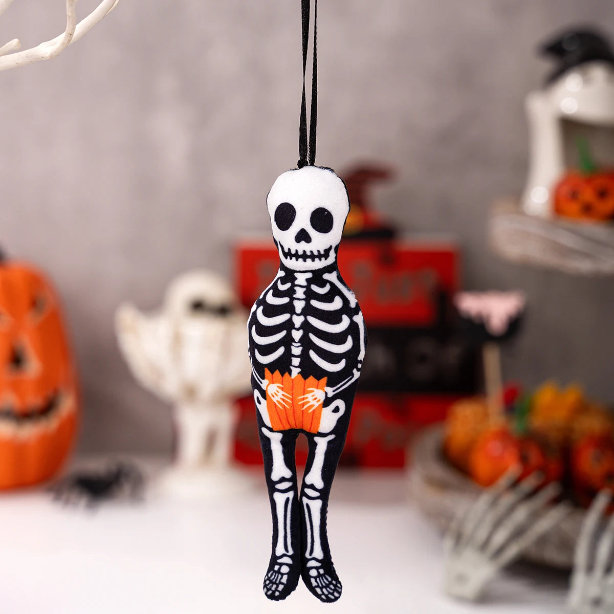 Halloween Hanging Decor - Spooky Black Cat Pumpkin Ghost Skull Ornament for Home Party
