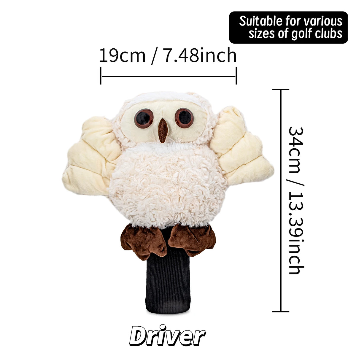 1PC White Owl Plush Golf Wood Headcover Large Size Cartoon Doll Golf Club Head Cover Protector Golf Accessories