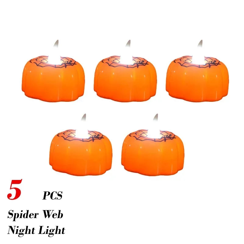 1-20PCS Halloween LED Pumpkin Electronic Candles Lights Halloween Horror Party Night Lights Home Porch Haunted House Decorations