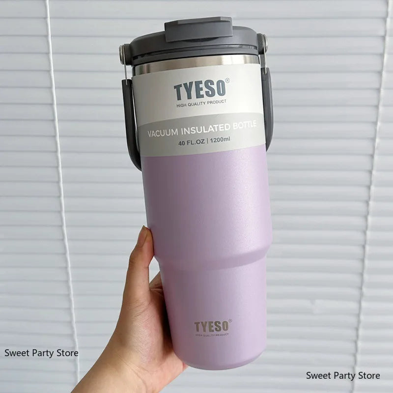 Tyeso1200ML Stainless Steel Thermos Bottle Car Coffee Cup Sports Water Bottles Keeps Cold and Heat Thermal Mug