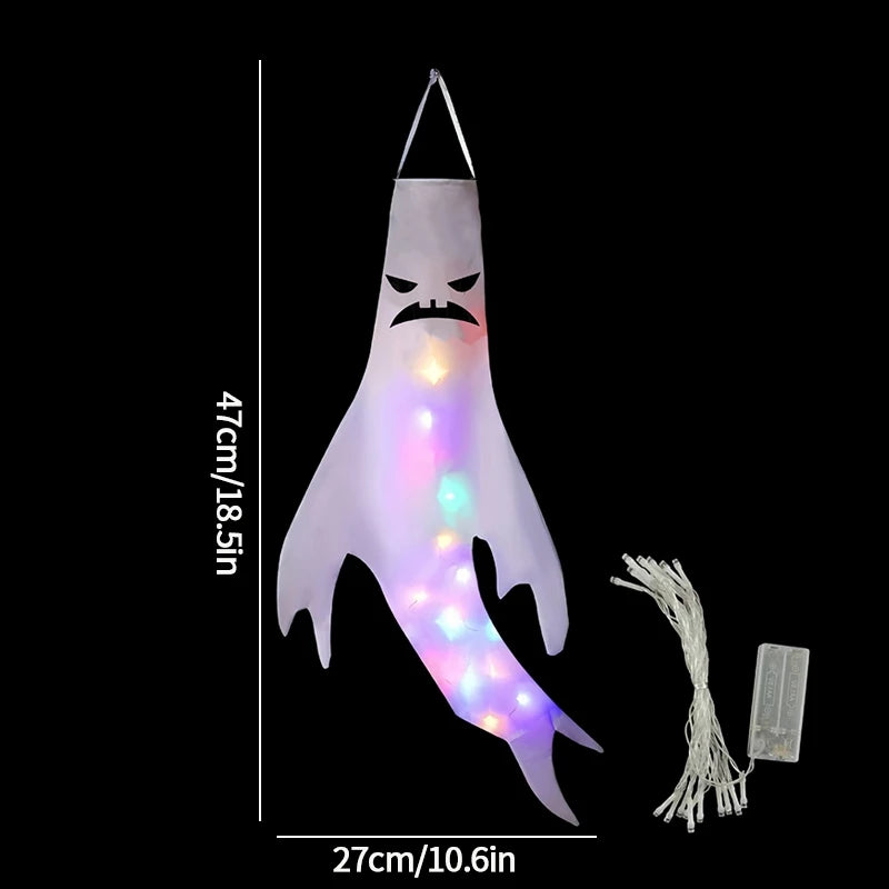 Halloween Hanging Decorations Scary Ghost Windsock DIY Emoticons Glow Ghost Lights Day of The Dead Halloween Horror Props