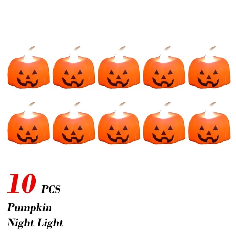 1-20PCS Halloween LED Pumpkin Electronic Candles Lights Halloween Horror Party Night Lights Home Porch Haunted House Decorations