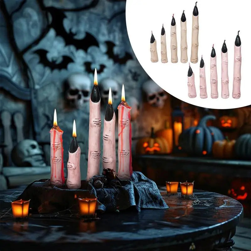 Halloween Finger Candles Horror Witch Finger Candles Gothic Thumb Candle Palm Wax Lamp For Home Holiday Desktop Decoration