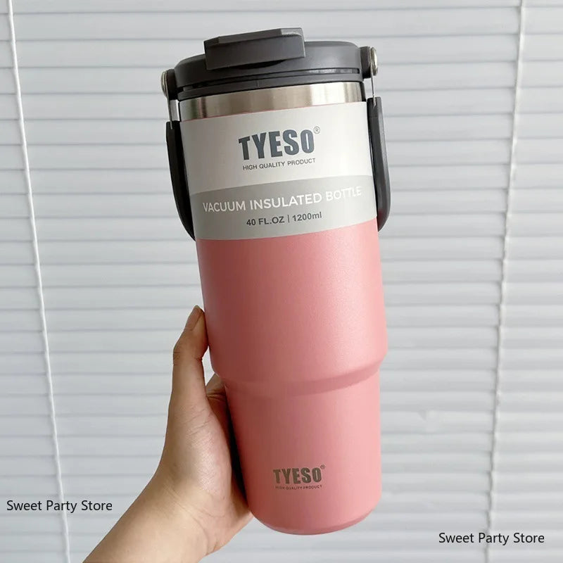Tyeso1200ML Stainless Steel Thermos Bottle Car Coffee Cup Sports Water Bottles Keeps Cold and Heat Thermal Mug