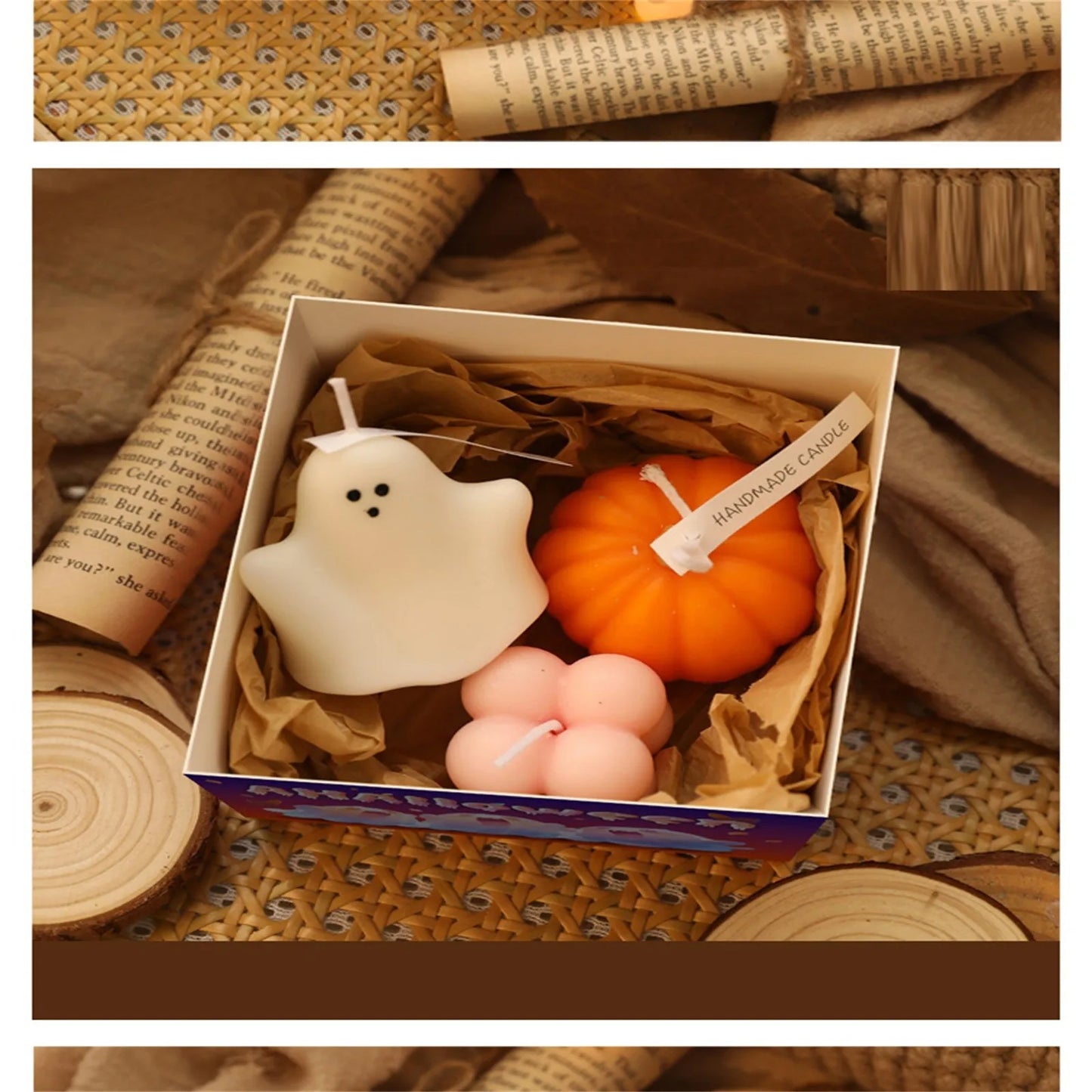 Halloween Scented Candle Ghost Pumpkin Gift Box Set Aromatherapy Holiday Cute Gift Home Fragrance Decoration Ornament Atmosphere