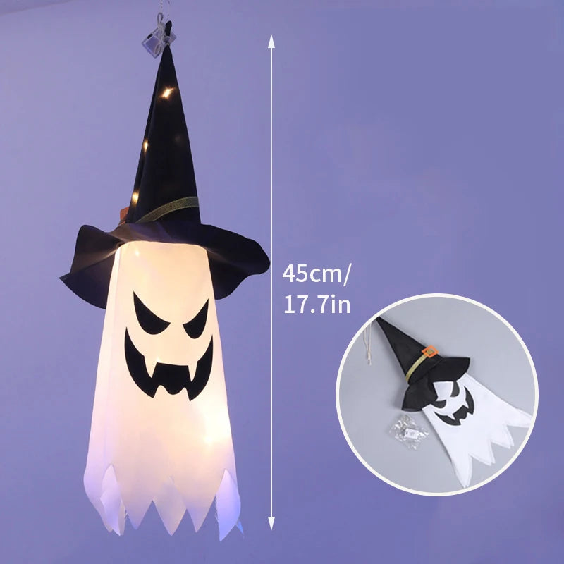 Halloween Hanging Decorations Scary Ghost Windsock DIY Emoticons Glow Ghost Lights Day of The Dead Halloween Horror Props