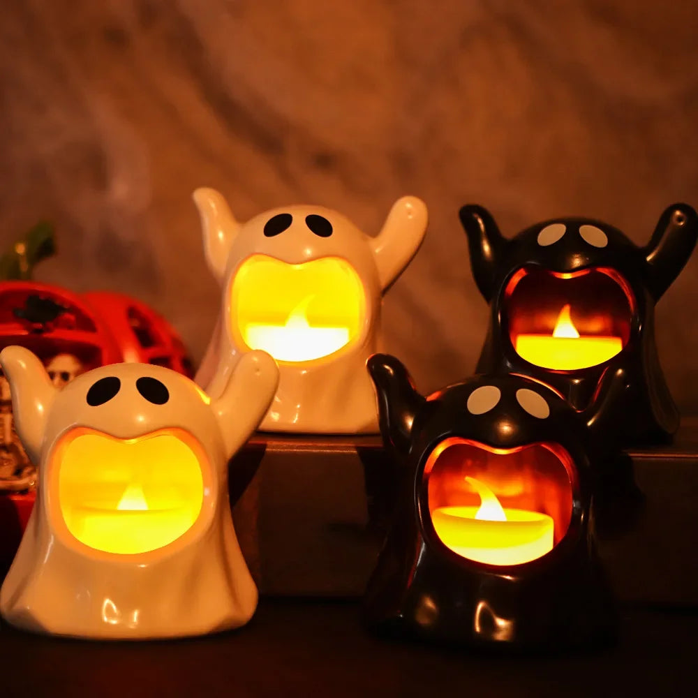 New Halloween Ghost Lamp With LED Flameless Candles Decorative Halloween Party Ghosts Horror Atmosphere Props Decoration