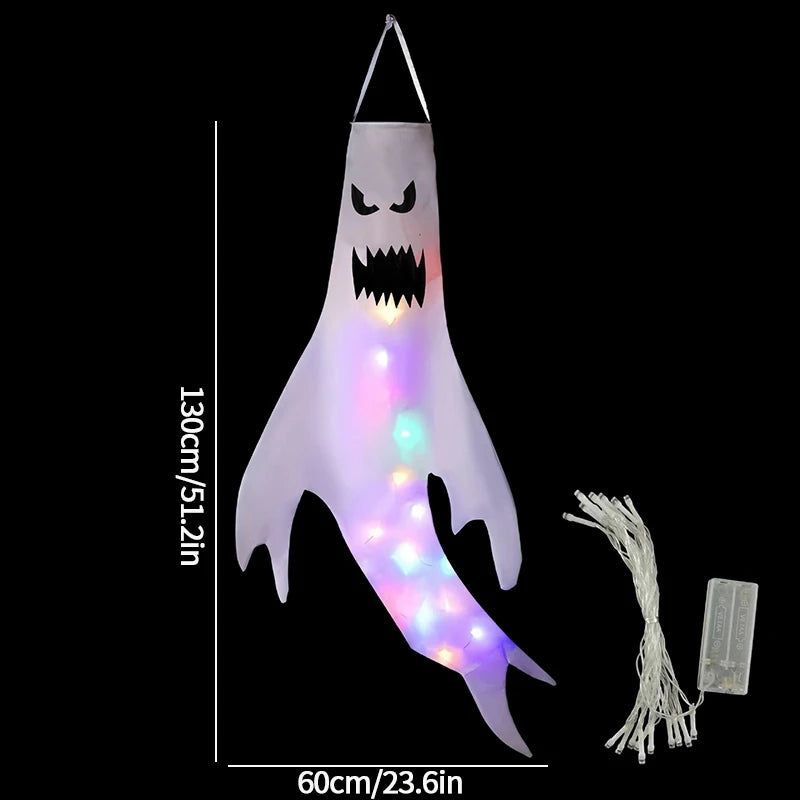 Halloween Hanging Decorations Scary Ghost Windsock DIY Emoticons Glow Ghost Lights Day of The Dead Halloween Horror Props