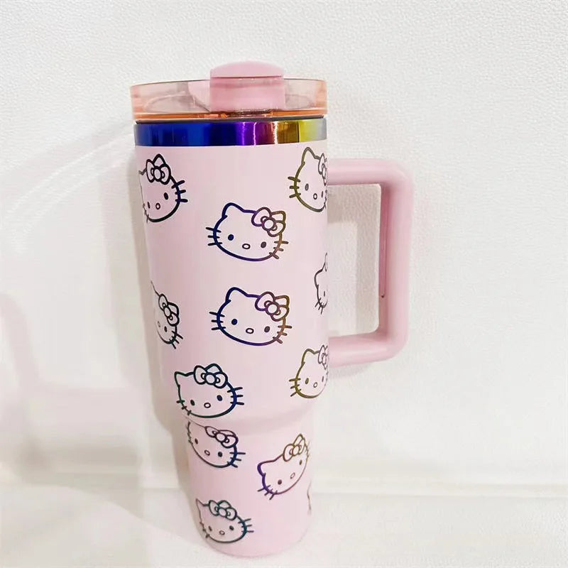 Anime Sanrio Hello Kitty Thermos Mug Stainless Steel Portable Large Capacity Water Cup Travel Water Bottle Kids Cups Gifts