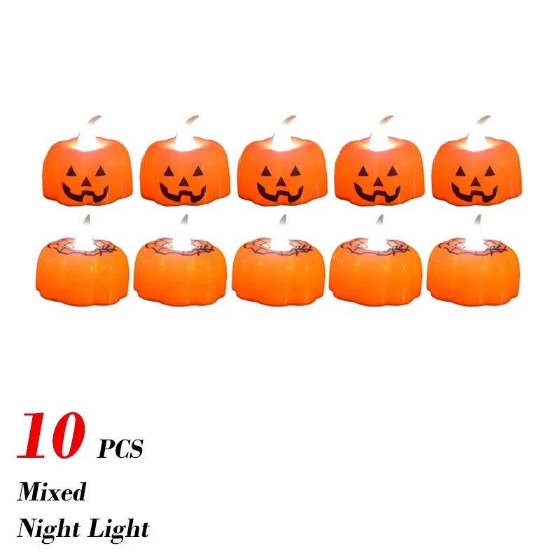 1-20PCS Halloween LED Pumpkin Electronic Candles Lights Halloween Horror Party Night Lights Home Porch Haunted House Decorations