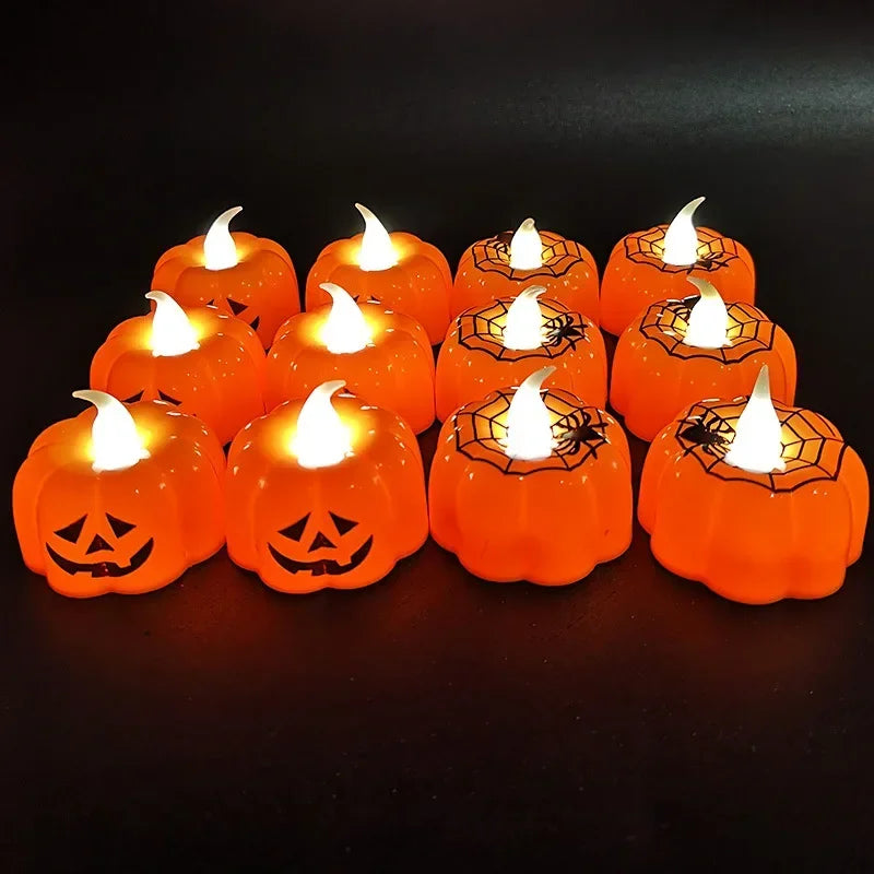 1-20PCS Halloween LED Pumpkin Electronic Candles Lights Halloween Horror Party Night Lights Home Porch Haunted House Decorations