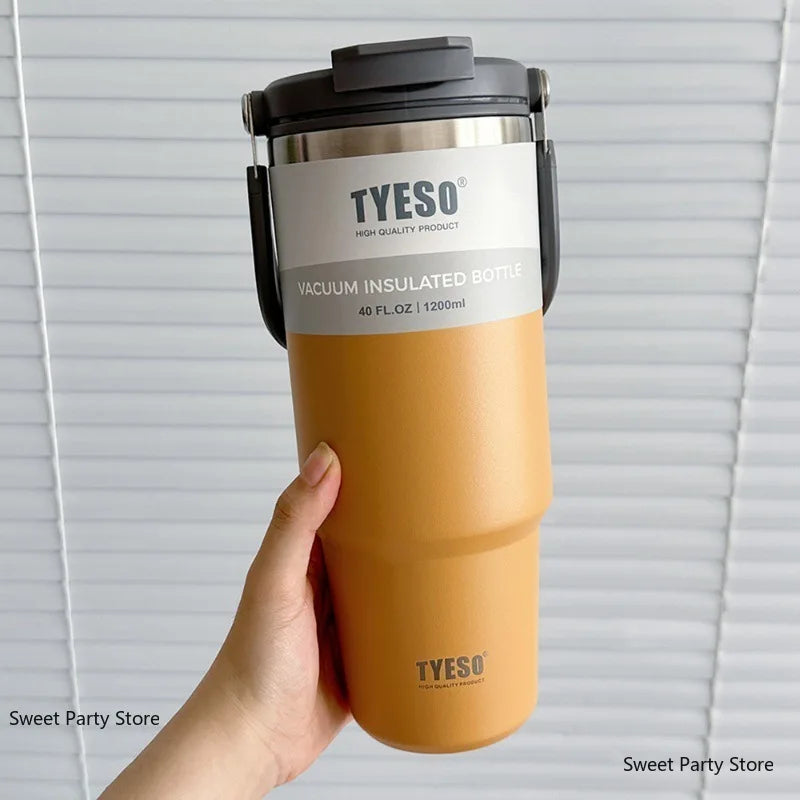 Tyeso1200ML Stainless Steel Thermos Bottle Car Coffee Cup Sports Water Bottles Keeps Cold and Heat Thermal Mug