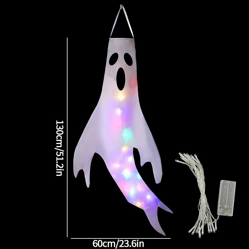 Halloween Hanging Decorations Scary Ghost Windsock DIY Emoticons Glow Ghost Lights Day of The Dead Halloween Horror Props