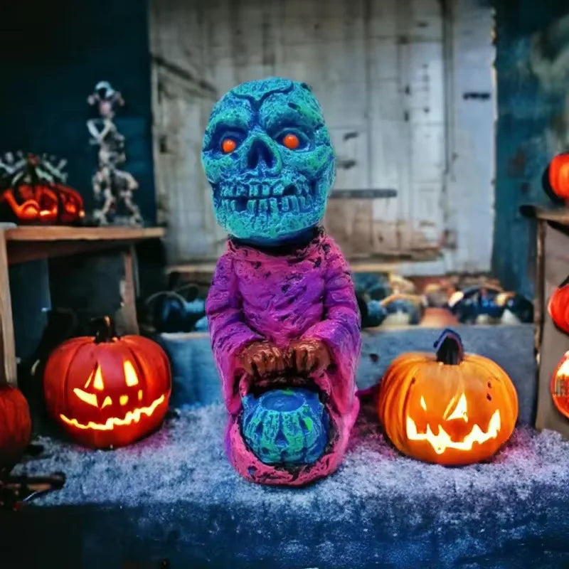 Halloween Party Horror Decoration Ornament Pumpkin Ghost Resin Sculpture Outdoor Courtyard Garden Haunted House Ghost Ornament
