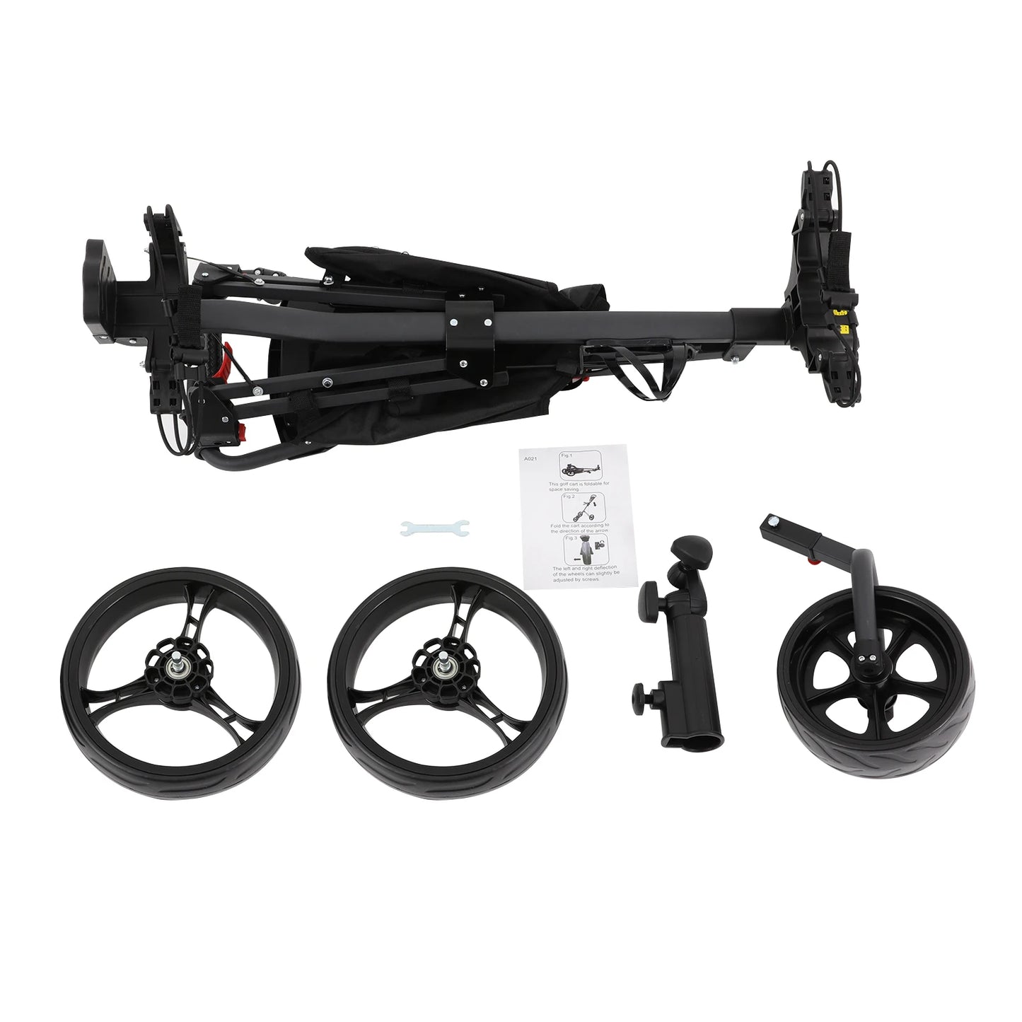 3 Wheel Foldable/Collapsible Golf Push Cart Ultra Lightweight Smallest Folding Size, New-Version Scorecard Holder Umbrella Holder Included