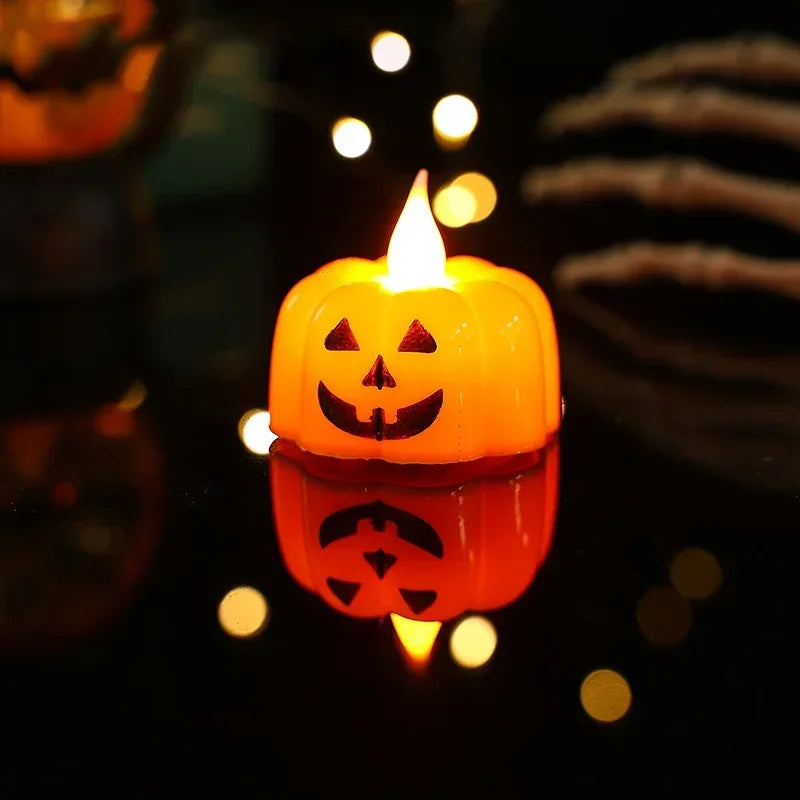 1-20PCS Halloween LED Pumpkin Electronic Candles Lights Halloween Horror Party Night Lights Home Porch Haunted House Decorations