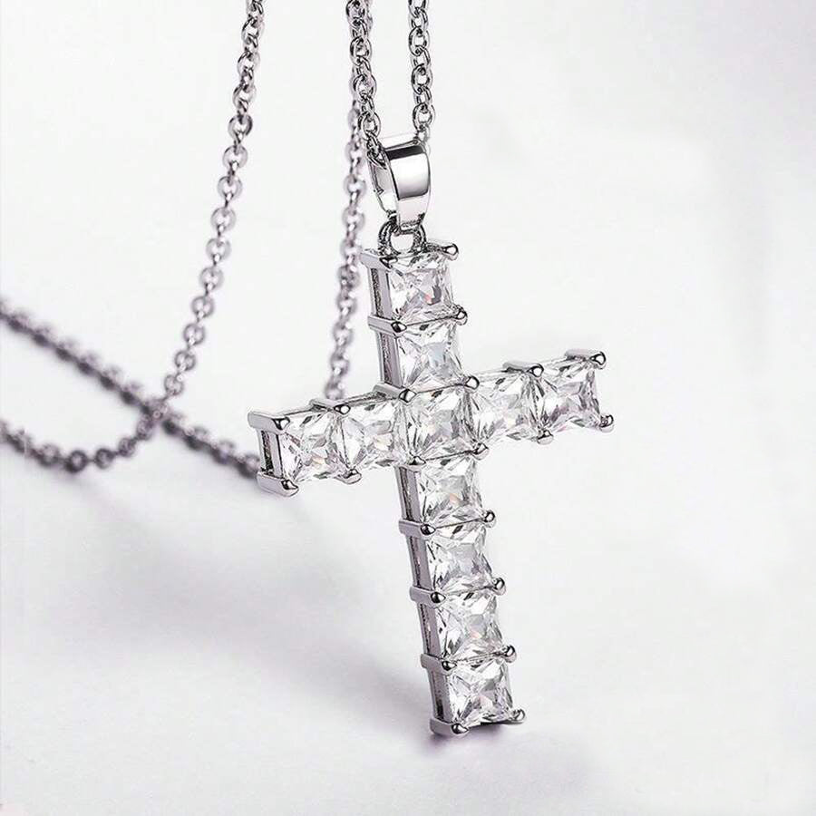 New Fashion Necklaces Female Pendants Gold Multi Color Crystal Jesus Cross Pendant For Women Necklace Party Leisure Time Jewelry