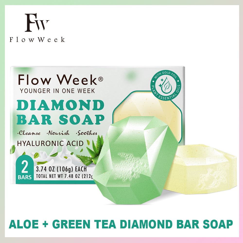 FlowWeek Hyaluronic Acid Diamond Essential Oil Soap Handmade Soap Gem Gold Foil Soap Face Hand Body Cleaning Soap Wedding Gifts