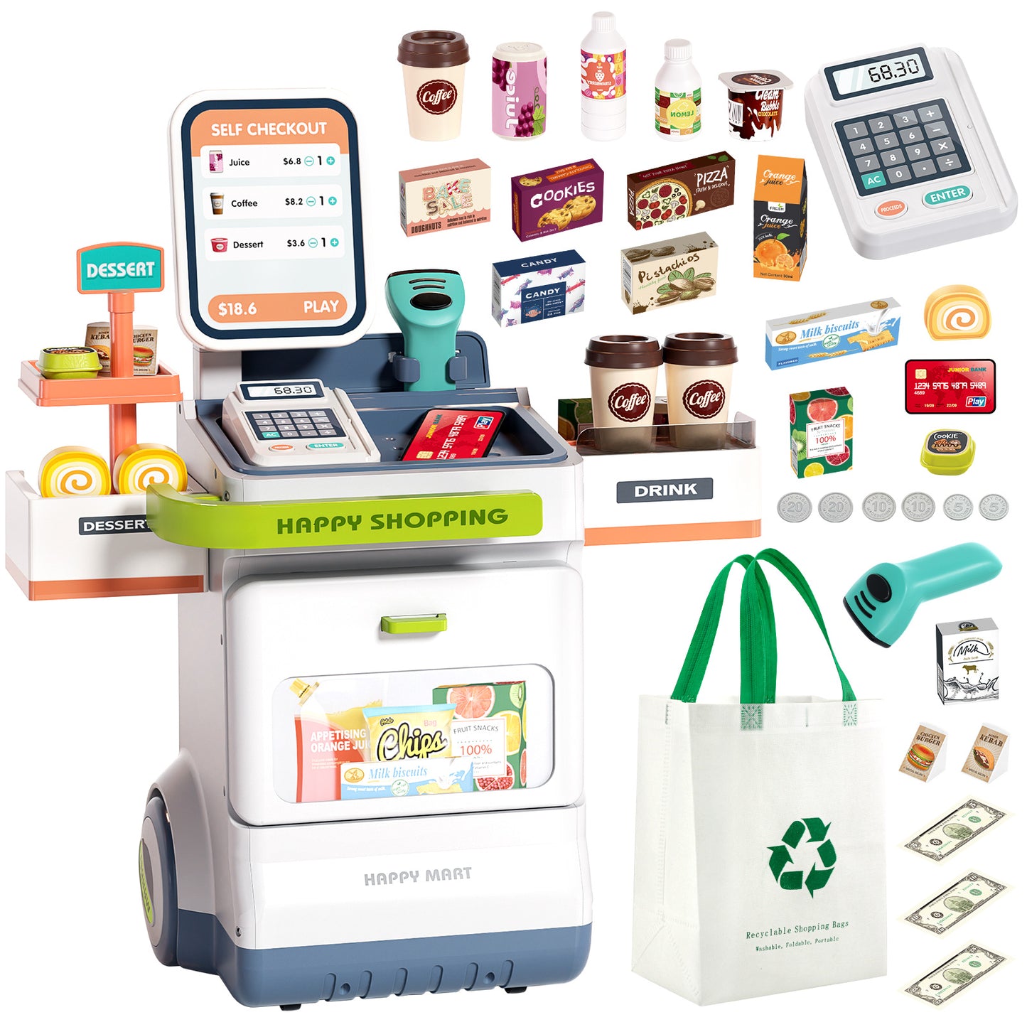 Children's cash register supermarket cash register toy play house simulation boy girl birthday gift puzzle