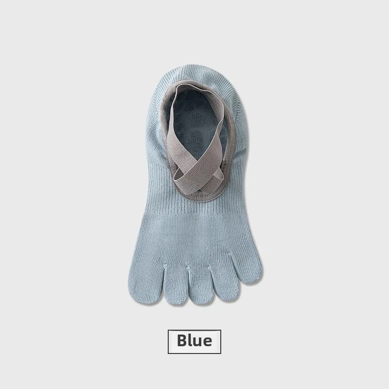 Women's Yoga Socks Spring Summer Five-Fingered Gym Fitness Anti-Slip Shock-Absorption Pilates Boat Socks Indoor Sports