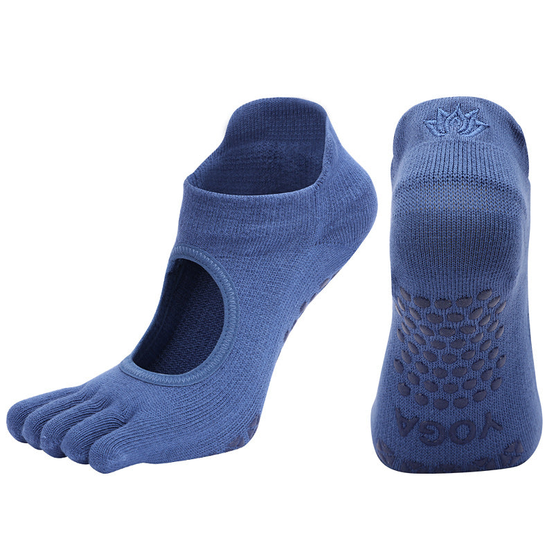 Ladies Breathable Yoga Socks with Grips Non-Slip Five Finger Pilates Socks for Women Backless Ballet Dance Fitness Toe Socks