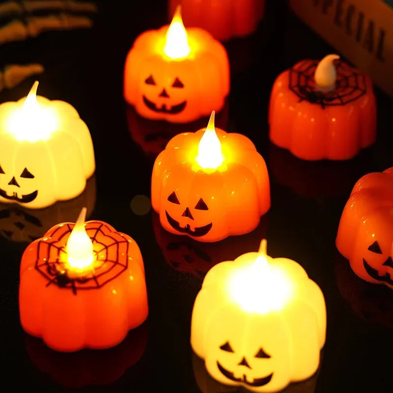 1-20PCS Halloween LED Pumpkin Electronic Candles Lights Halloween Horror Party Night Lights Home Porch Haunted House Decorations