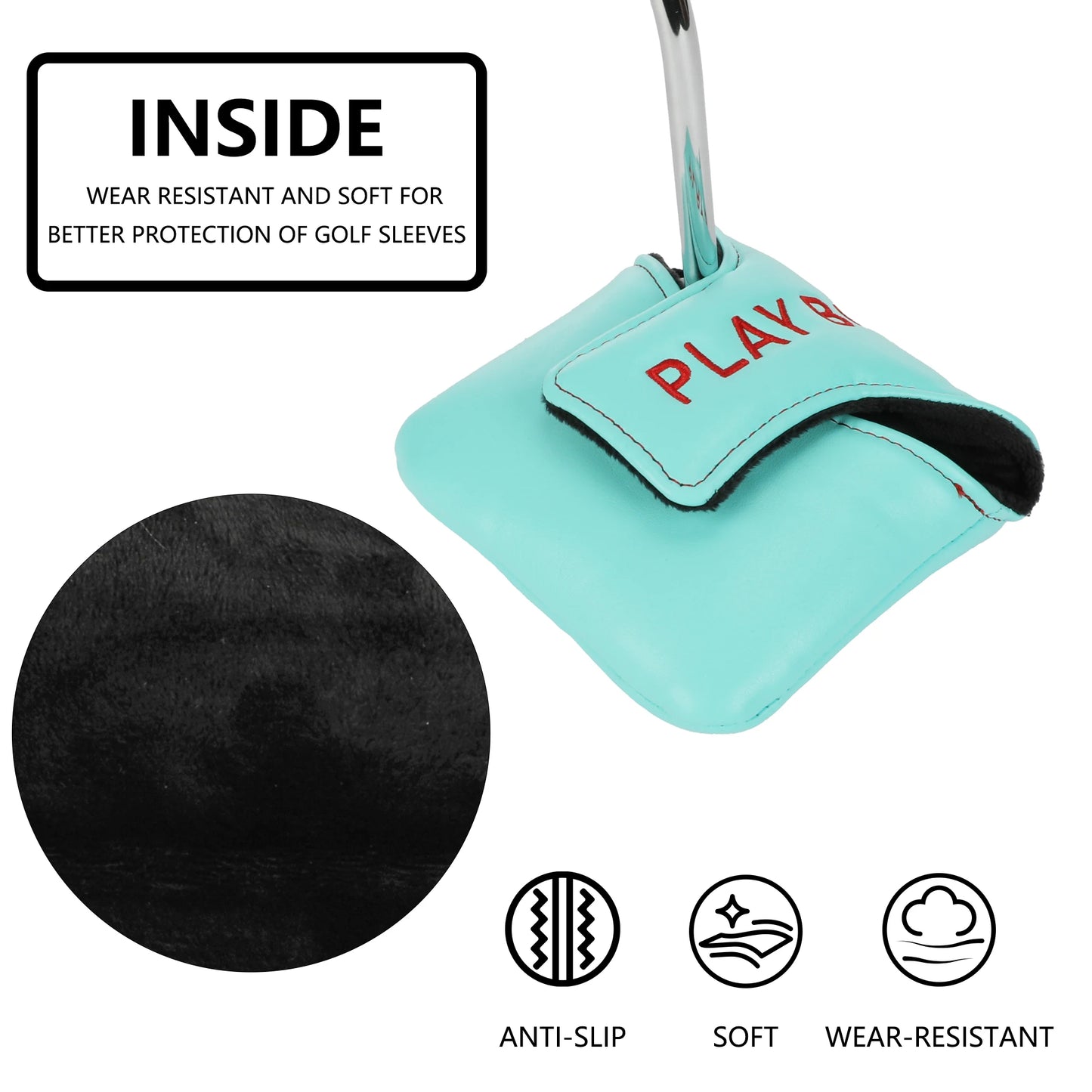 Golf Putter Head Cover With Eye-catching – PU & Wear-Resistant, Soft Velour Lining,Best Gift For Golfers