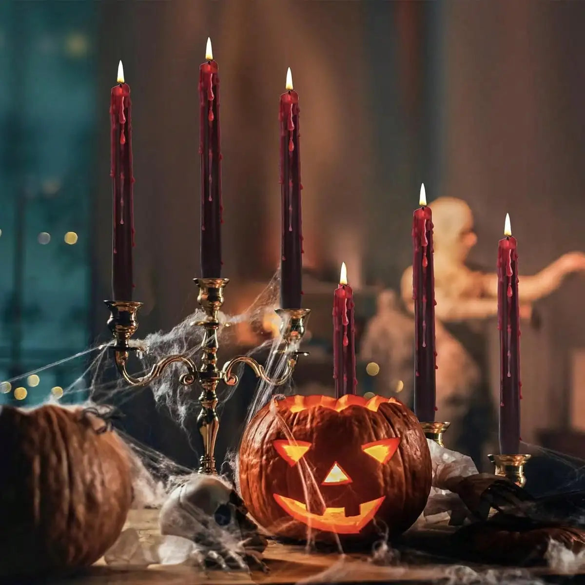 4 Pack Vampire Tears Taper Candles, 9.84inch Horror Blood Drop Candle Set, For Halloween Party Gothic Home Decor Ornaments