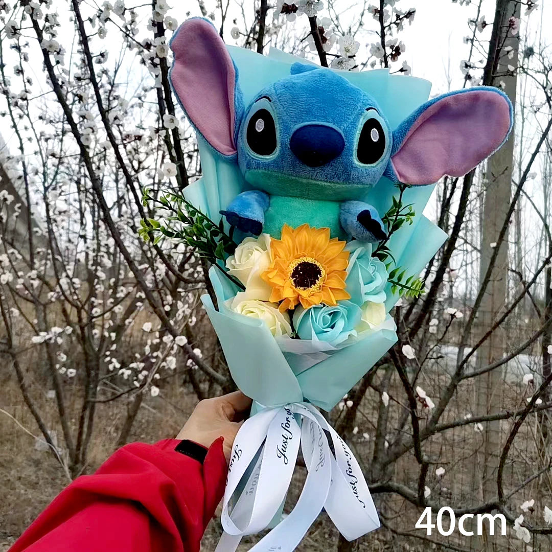 Bouquet Major Holiday Gift PVC Rose Sunflower Anime Stuffed Doll Birthday Girl Valentine'S Christmas Day Girl Gift