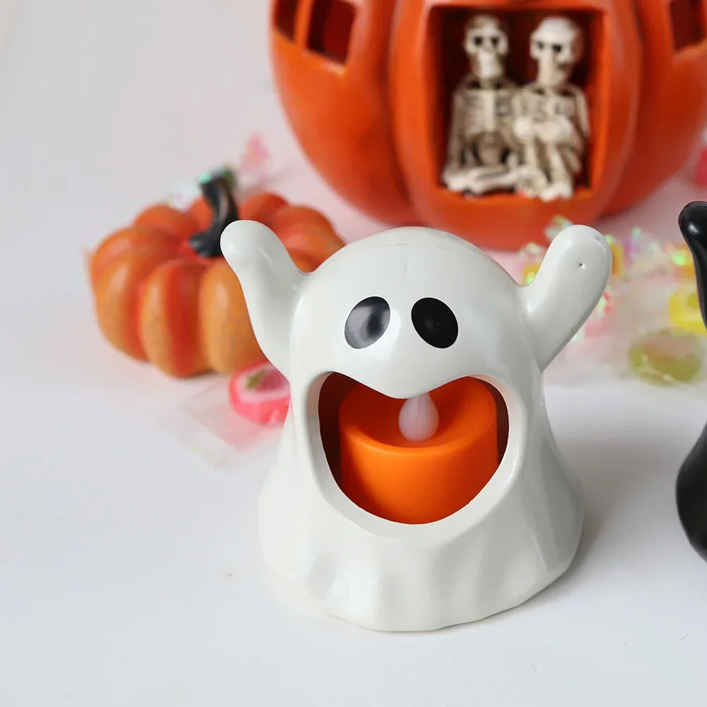 New Halloween Ghost Lamp With LED Flameless Candles Decorative Halloween Party Ghosts Horror Atmosphere Props Decoration