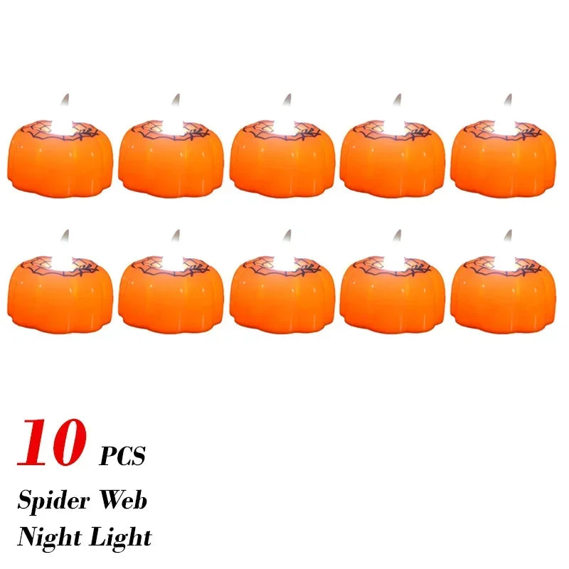 1-20PCS Halloween LED Pumpkin Electronic Candles Lights Halloween Horror Party Night Lights Home Porch Haunted House Decorations
