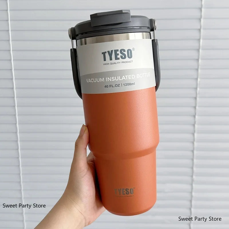 Tyeso1200ML Stainless Steel Thermos Bottle Car Coffee Cup Sports Water Bottles Keeps Cold and Heat Thermal Mug