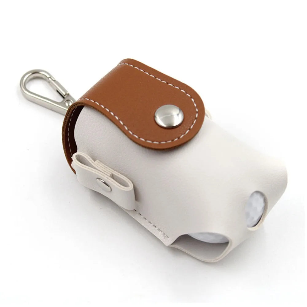 Sports Bag Mini Golf Ball Waist Bag PU Leather 2 Balls Golf Belt Bag Storage Case Metal Buckle Golf Ball Container Waist Carry