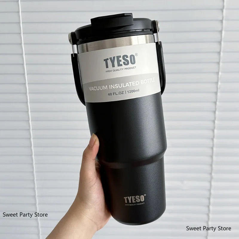 Tyeso1200ML Stainless Steel Thermos Bottle Car Coffee Cup Sports Water Bottles Keeps Cold and Heat Thermal Mug